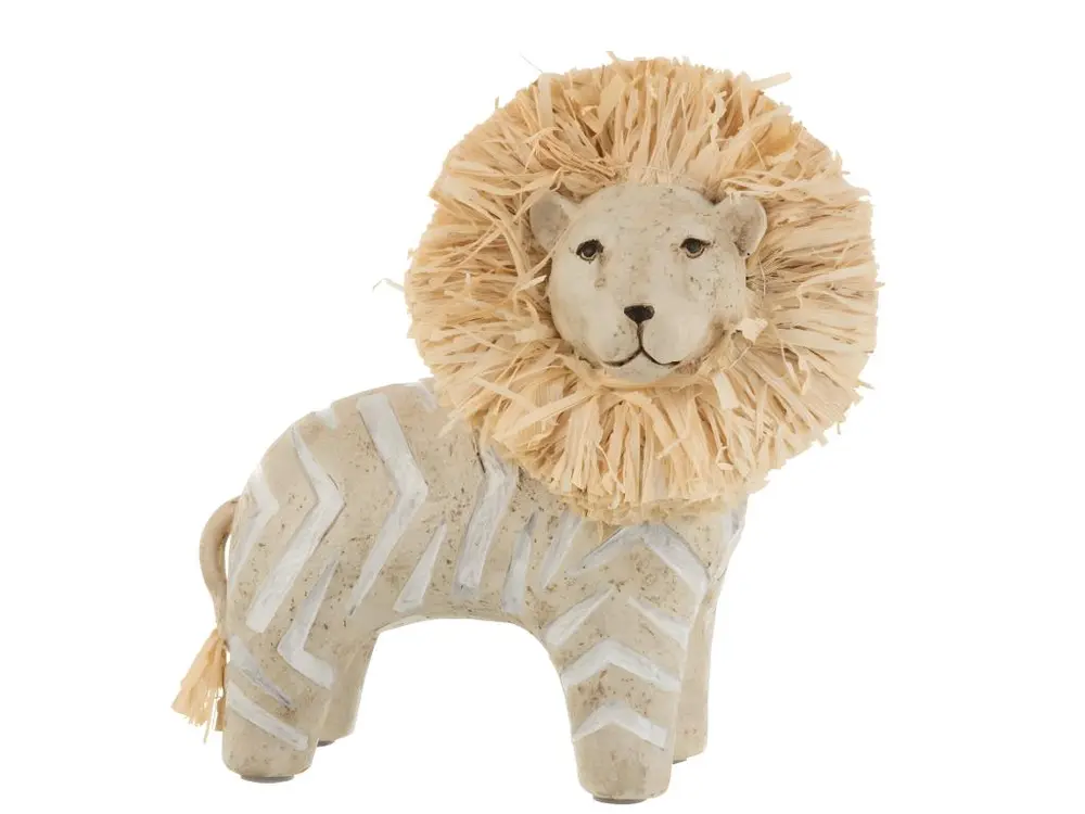 Figurine Lion en résine et Raphia