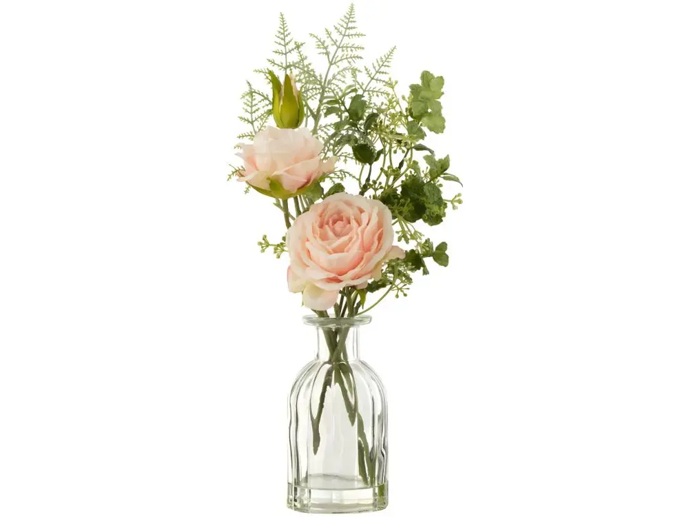 Bouquet de rose artificiel en plastique rose 20x20x34 cm