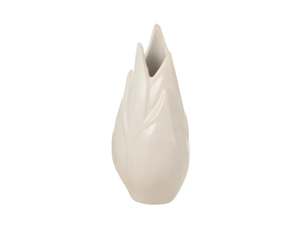 Vase flamme en céramique blanc et beige 10x10x26 cm