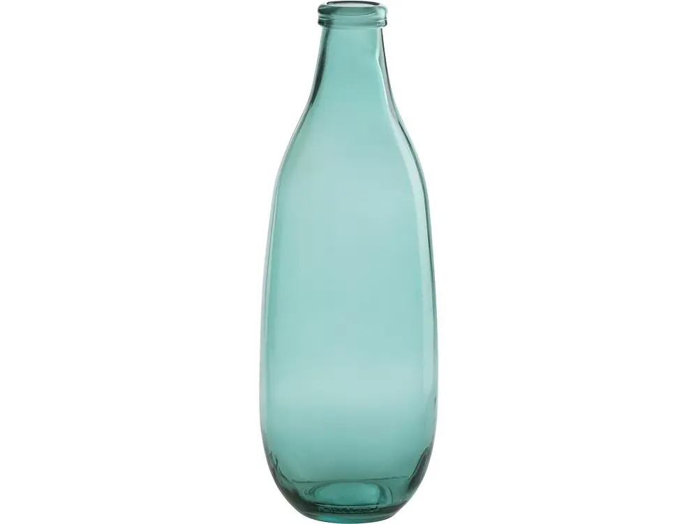 Vase bouteille en verre azur 14x14x41 cm