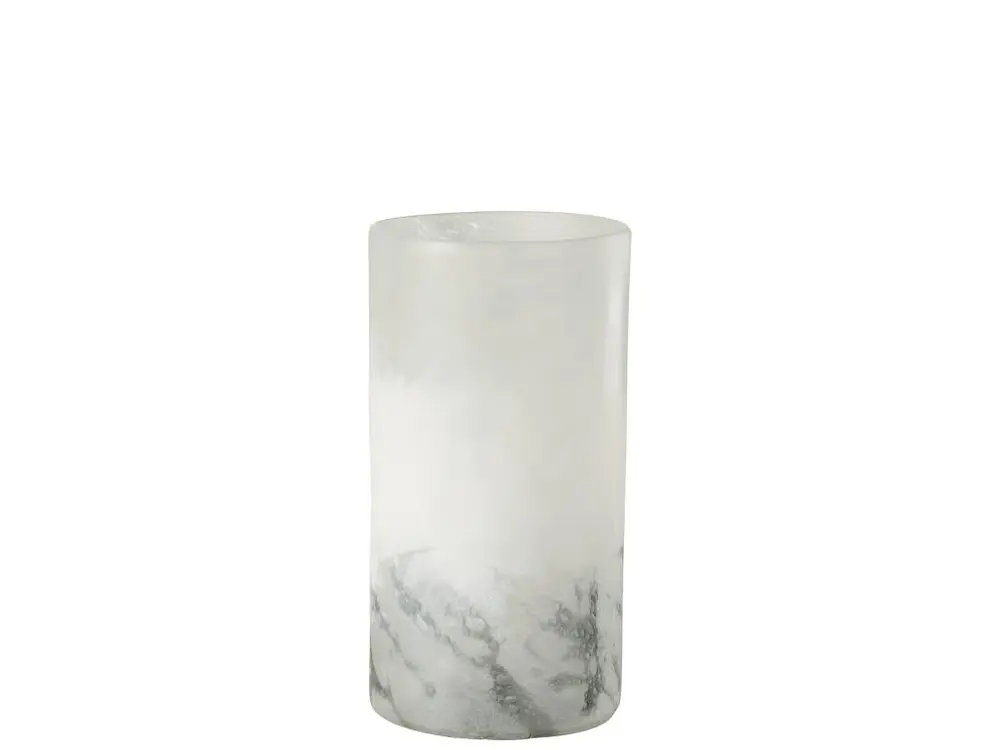 Vase cylindrique en verre blanc 15x15x28 cm