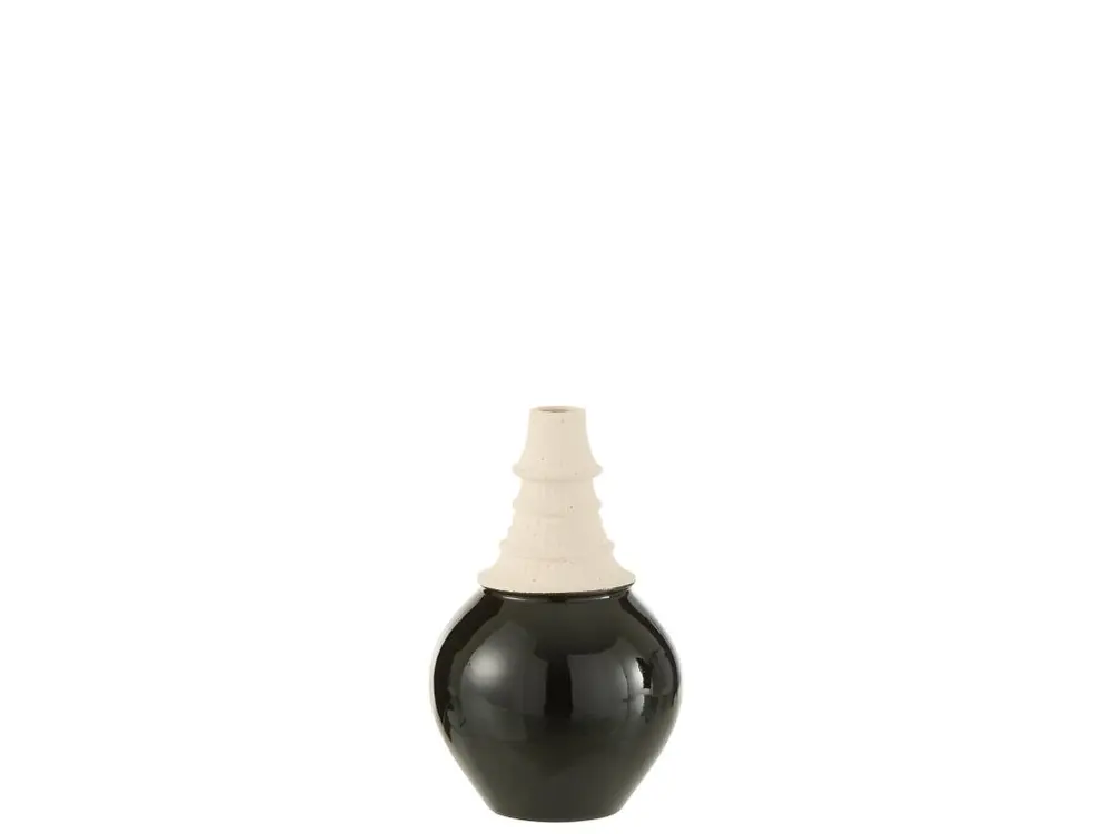 Vase avec col en céramique noir et beige 16x16x26cm