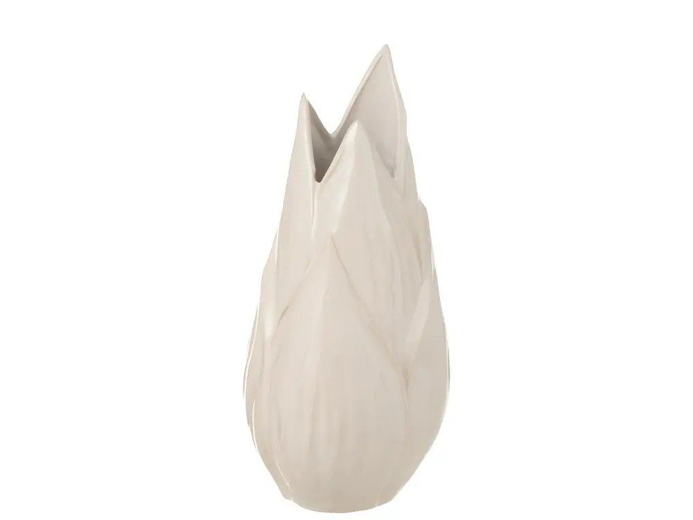 Vase flamme en céramique blanc et beige 20x20x45 cm