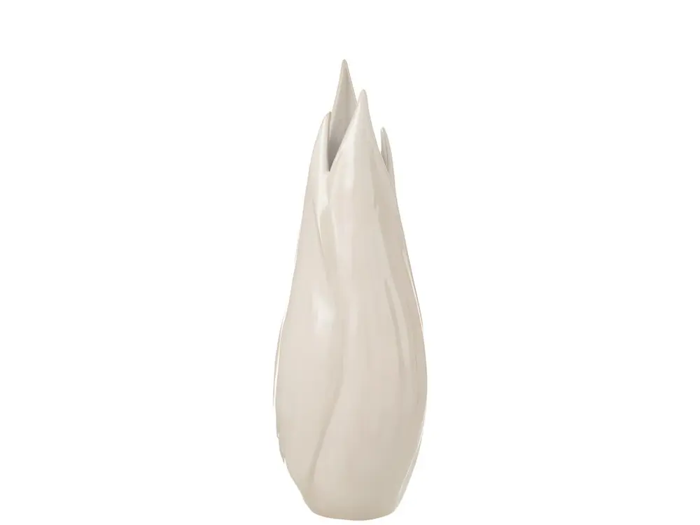 Grand vase en céramique blanc et beige 17x17x57 cm