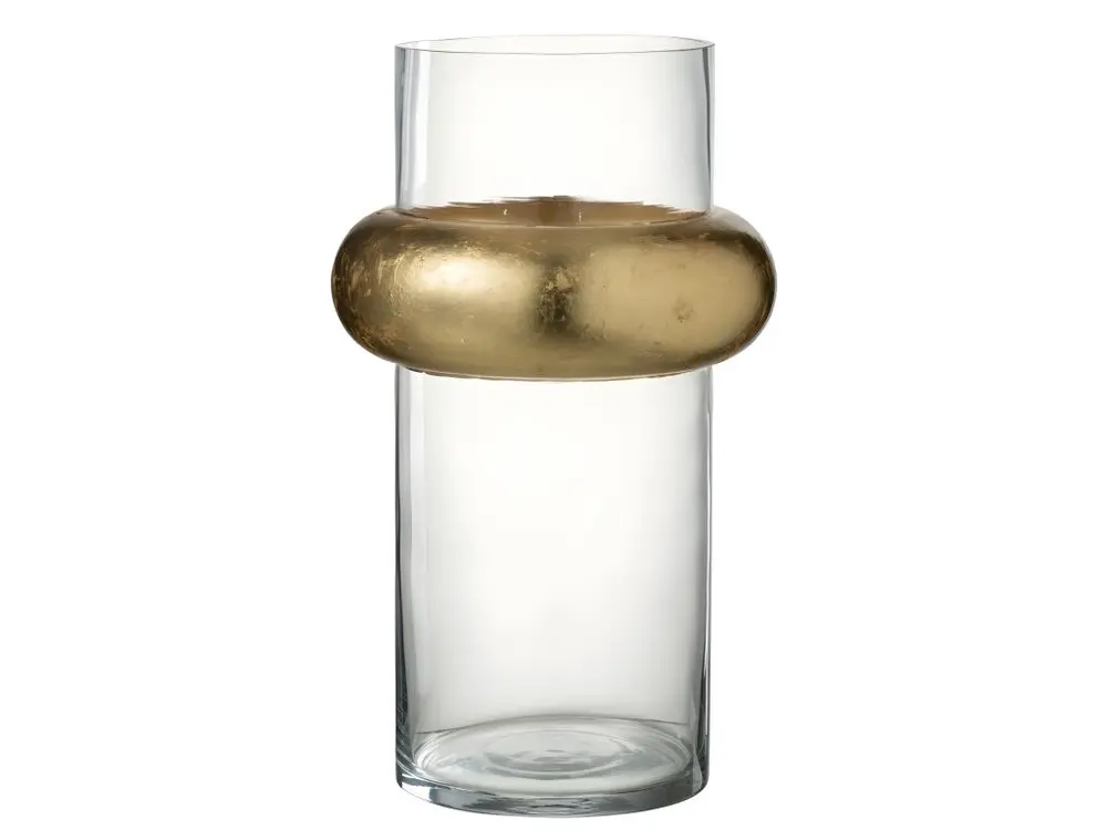 Vase cylindrique avec bague en verre transparent 20x20x36 cm