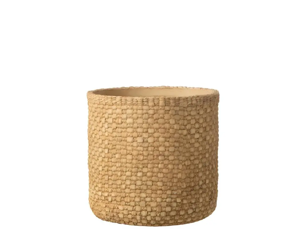 Cache pot avec motifs en ciment beige 27x27x25 cm