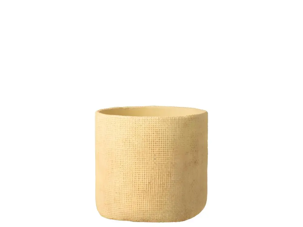 Cache pot avec motifs bistro en ciment beige 26x26x24 cm