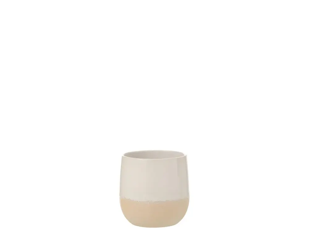 Cache pot en céramique blanc ou beige de petite taille