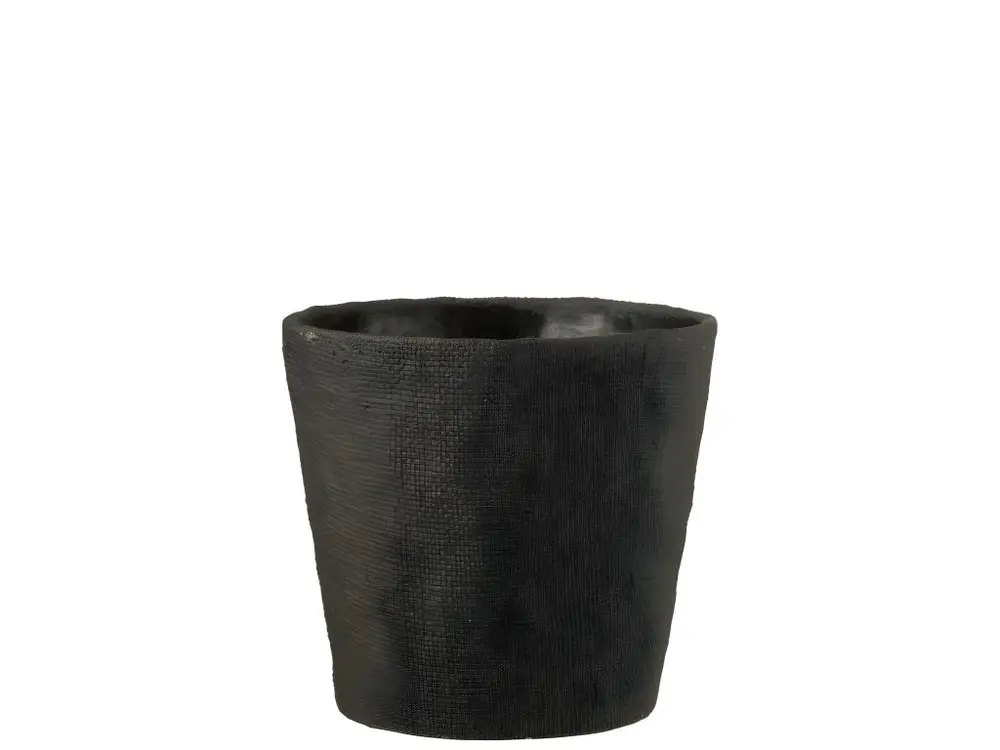 Cache pot avec motifs bistro en ciment noir 26x26x24 cm