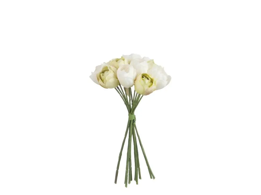 Bouquet Tulipe 12 Fleurs Polyester Blanc/Vert