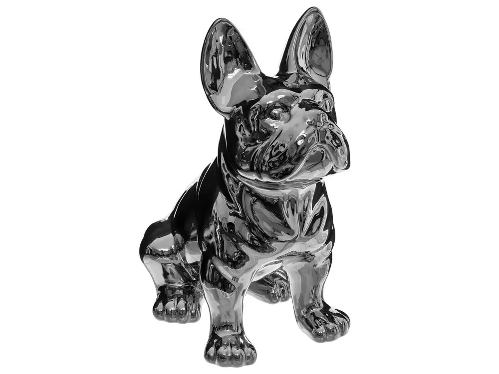 Objet décoratif Bulldog en Céramique Argent H 22 cm