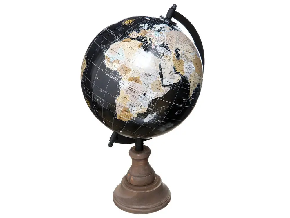 Globe déco en Métal et Bois H 32 cm