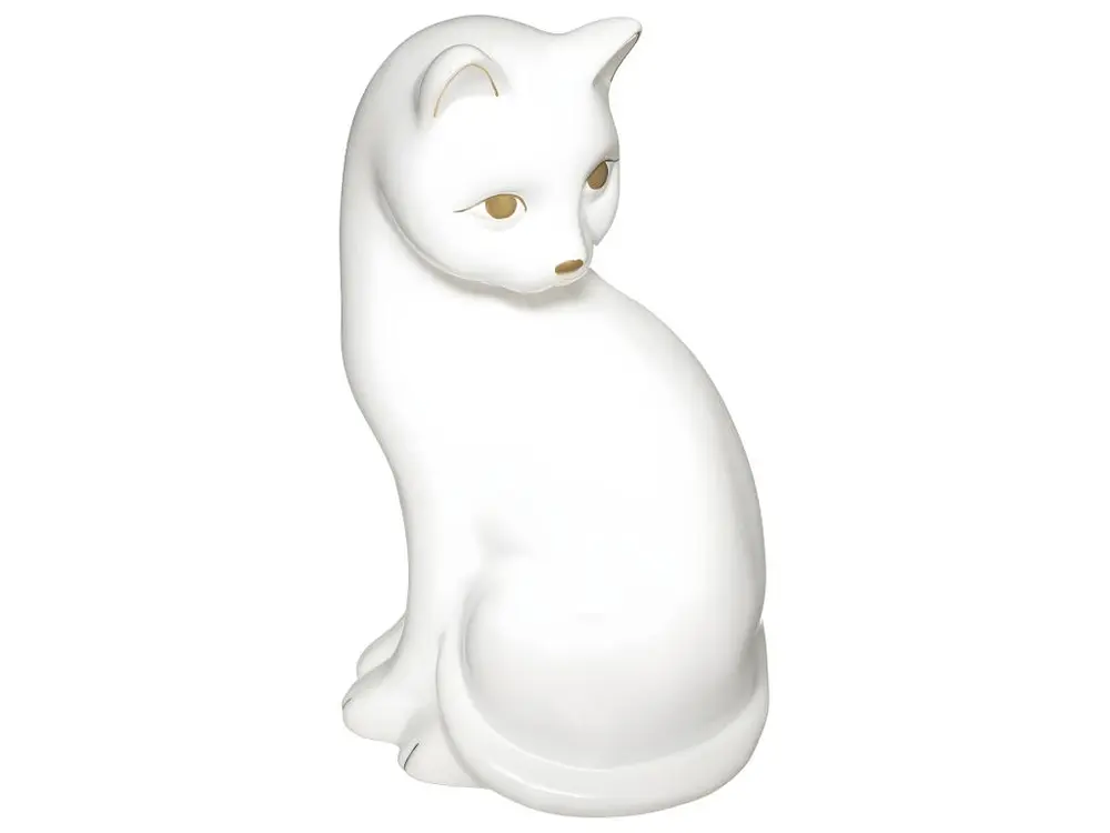 Objet déco Chat blanc en céramique H 26 cm