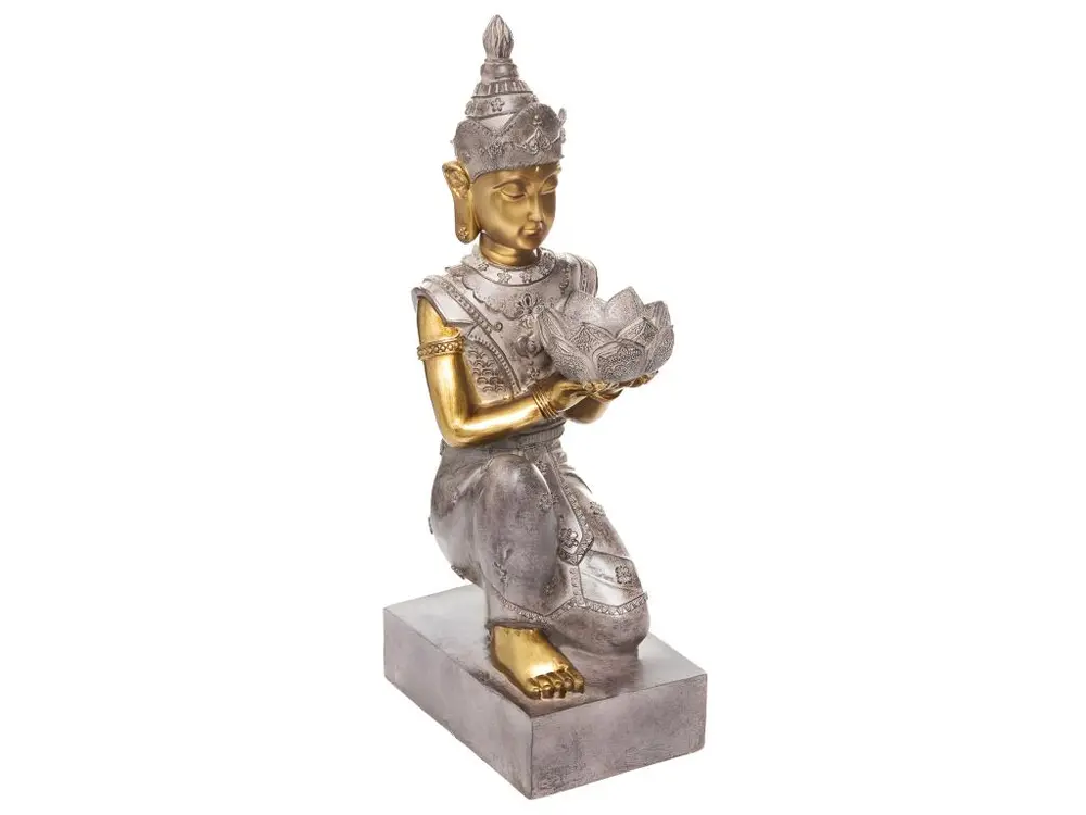 Statue décorative Bouddha en résine avec photophore H 45 cm