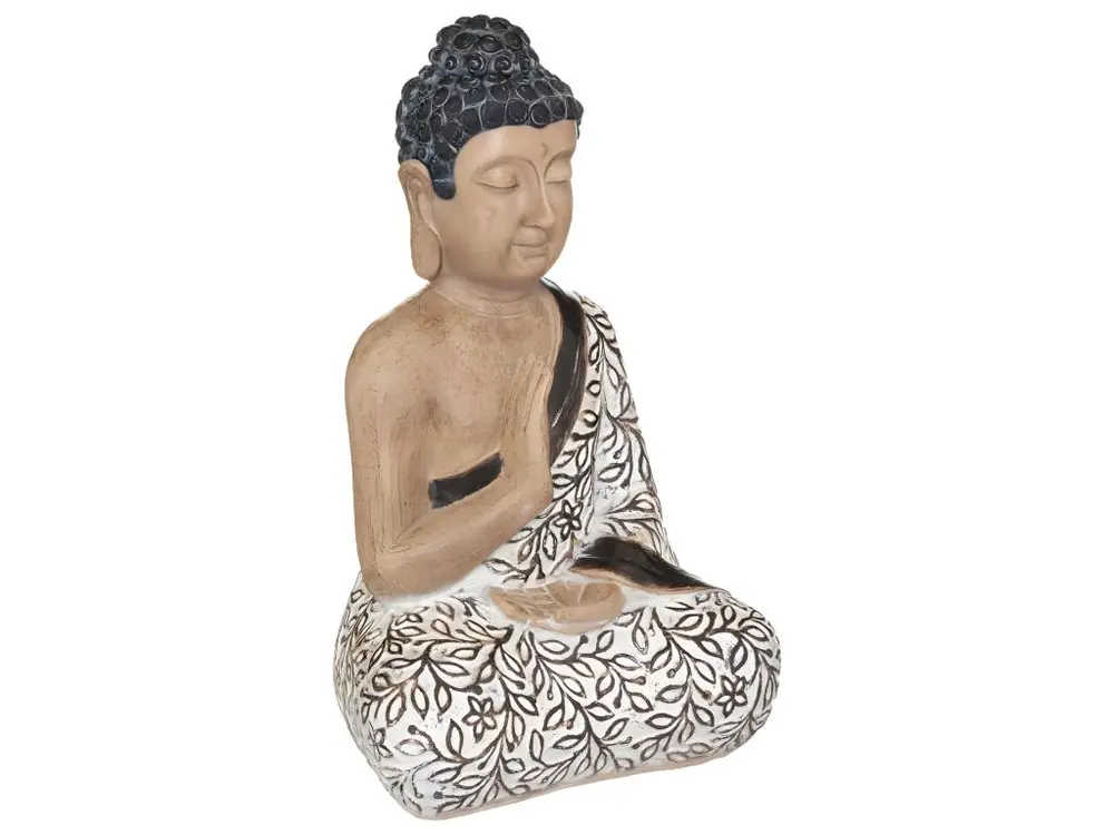 Statue décorative Bouddha assis en résine multicolore H 37.50 cm