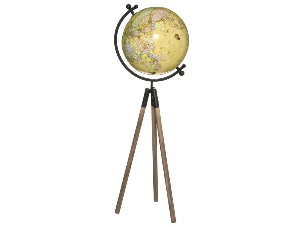 Objet décoratif Globe Géant sur Trépied en Bois H 75 cm