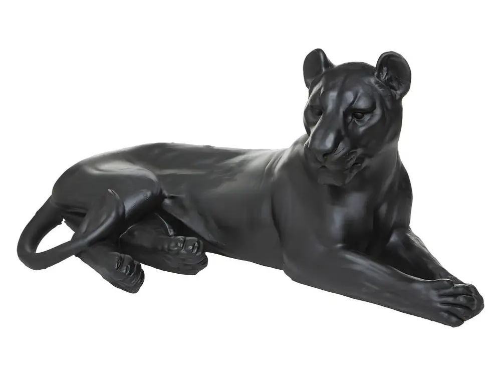 Objet déco Grand Léopard couché en résine Noire 80 x 39 x 38 cm