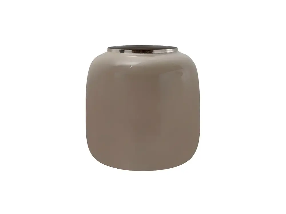 Vase Rond Design "Niklas" 20cm Taupe & Argent