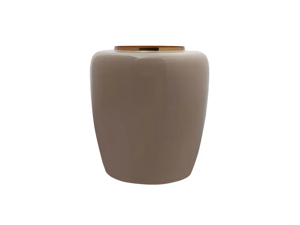 Vase Rond Design "Tribuna" 36cm Taupe & Or