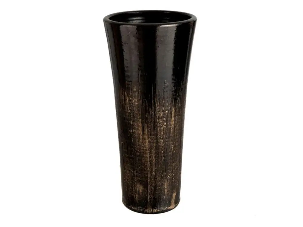 Vase Rond Design "Tâches" 39cm Noir & Or