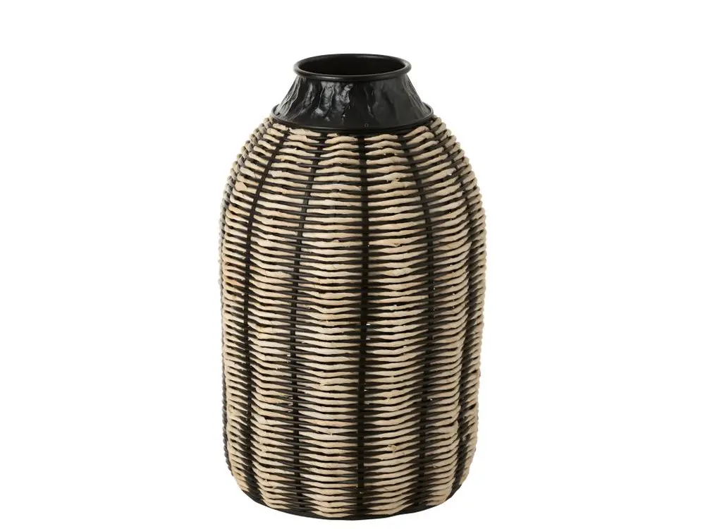 Vase rotin en bois noir 32x32x56 cm