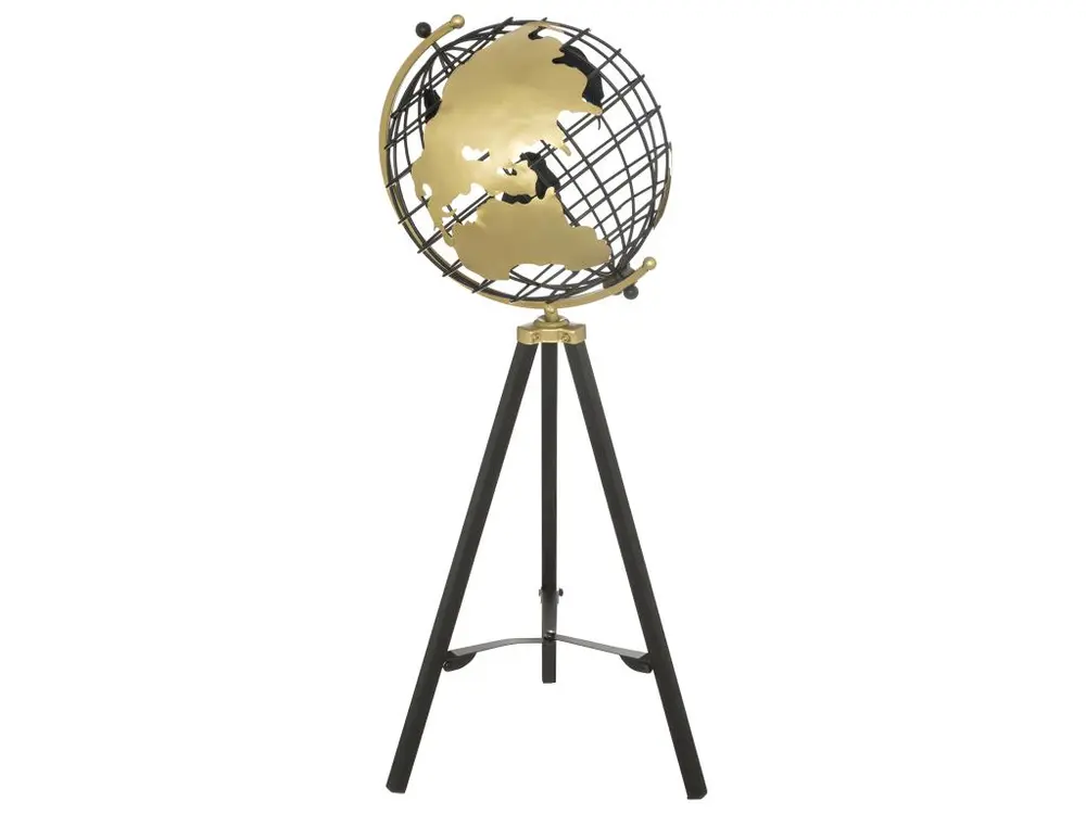 Objet déco Globe sur pied en Métal Doré H 70 cm