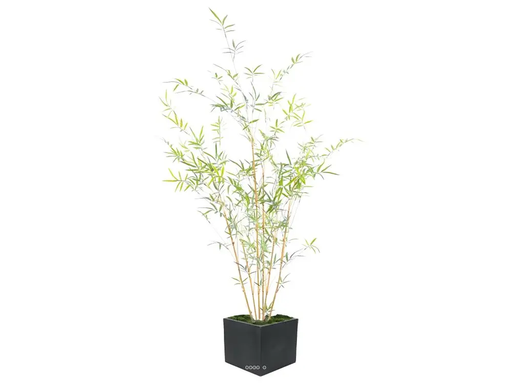 Bambou artificiel cannes jaunes et feuillage vert en plastique pour exterieur H 195 cm Vert - choisissez votre hauteur: H 195 cm - couleur: Vert