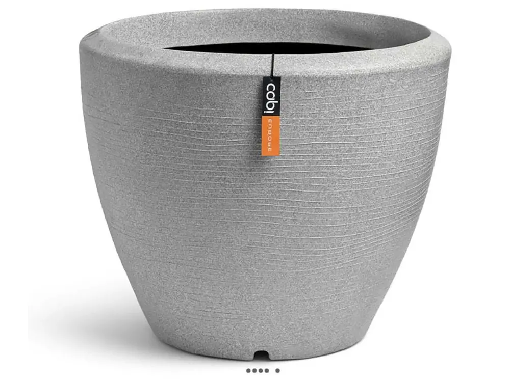 Pot évasé granite en plastique moderne H 48 x D 60 cm Gris clair - choisissez votre hauteur: H 48 cm - couleur: Blanc neige