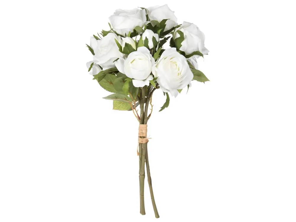 Bouquet de Fleurs artificielles 14 Roses Blanches D. 23 x H. 40 cm