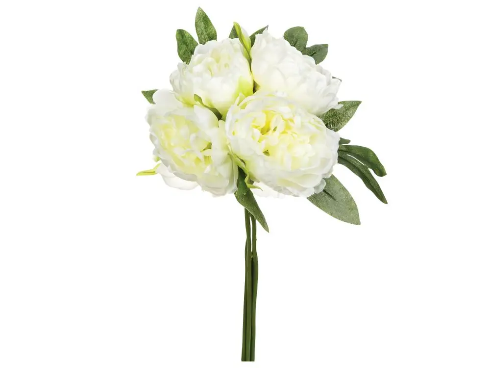 Bouquet de Fleurs artificielles 4 Pivoines blanches D. 25 x H. 30 cm