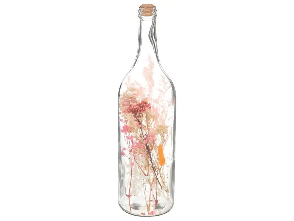 Fleurs Séchées dans une Bouteille en Verre H 46.6 cm