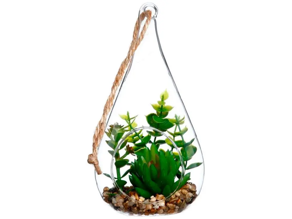 Plante + goutte de verre h19.5