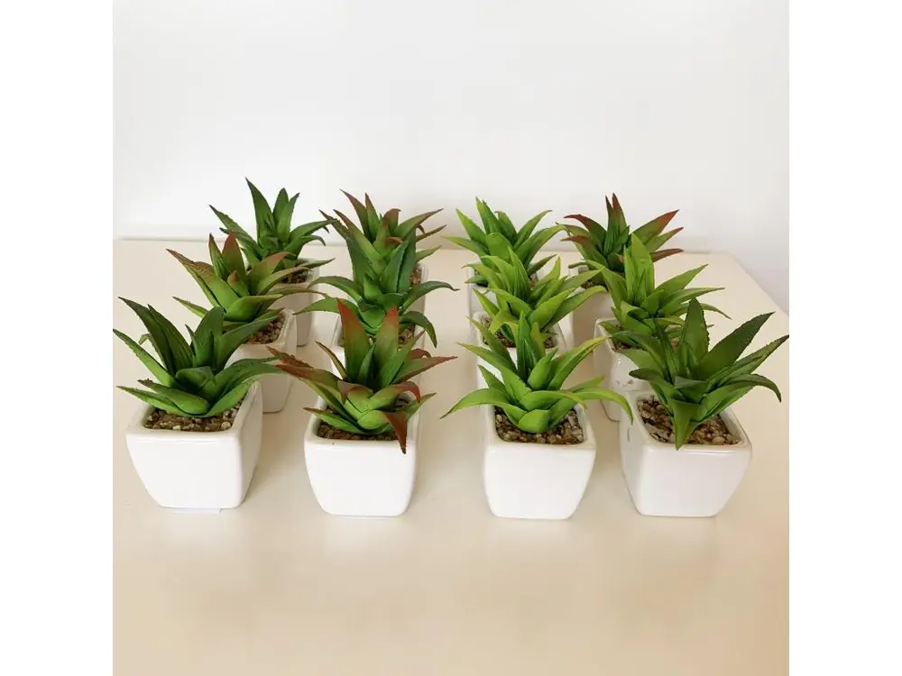 Wellhome lot de 12 cactus cereus artificiels pot en céramique, 9 x 5 x 5 cm