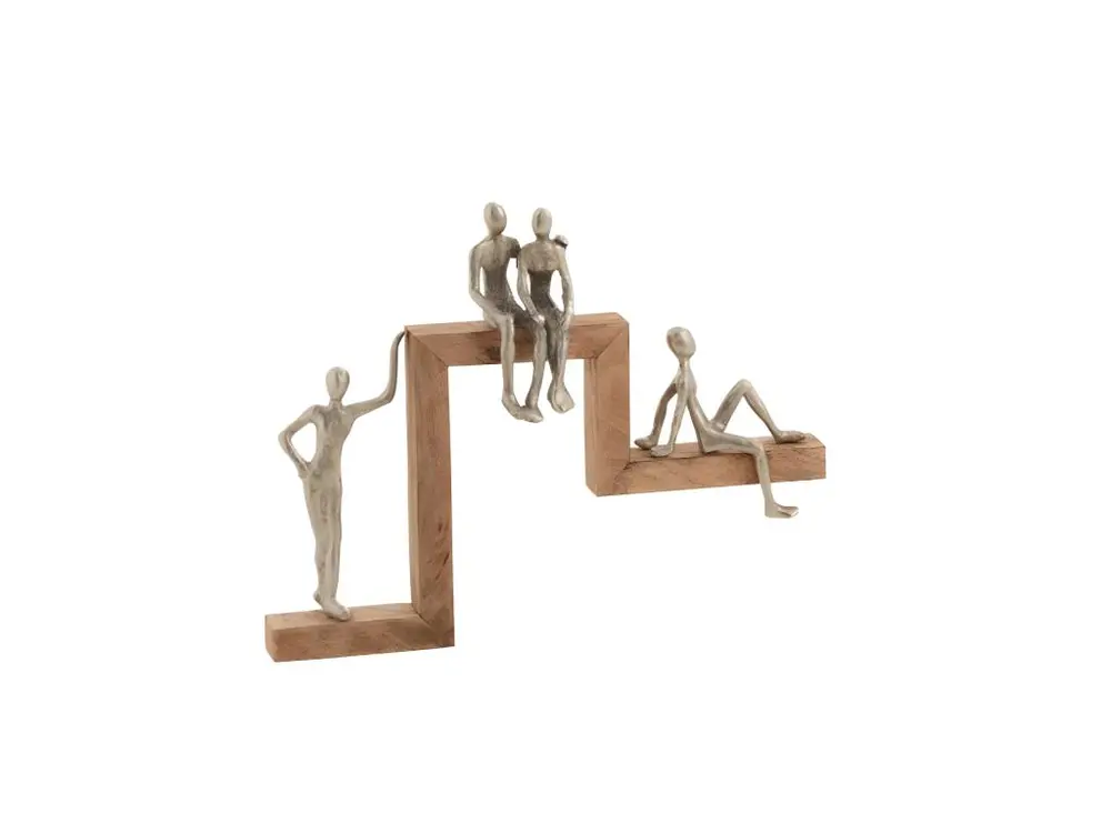 Statue Déco "4 Personnages Relax" 47cm Argent