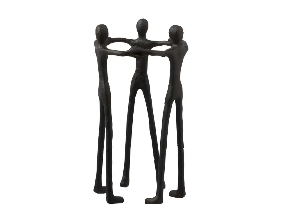 Statue Déco "3 Personnes en Cercle" 36cm Noir