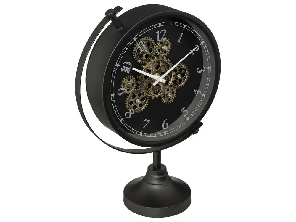 Horloge à poser en métal Noir et verre H 40 cm