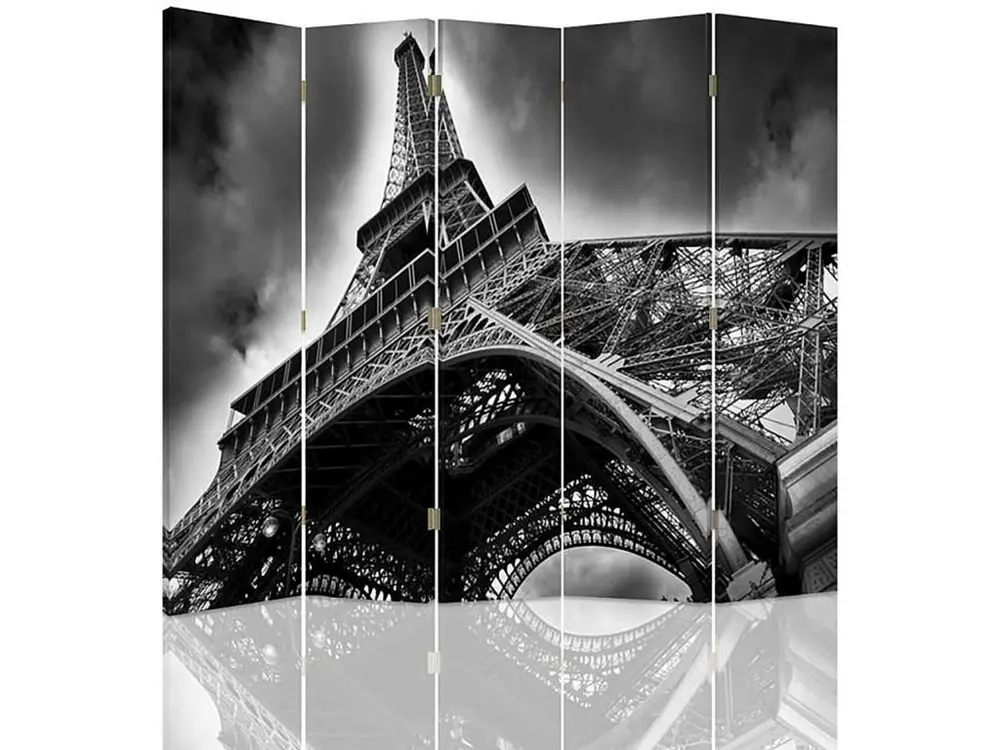 Paravent tour eiffel 5 volets - 180 x 180 cm - 2 faces R° V°