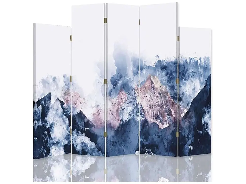 Paravent paysage de montagne 5 volets - 180 x 180 cm - 2 faces R° V° + rotation 360°