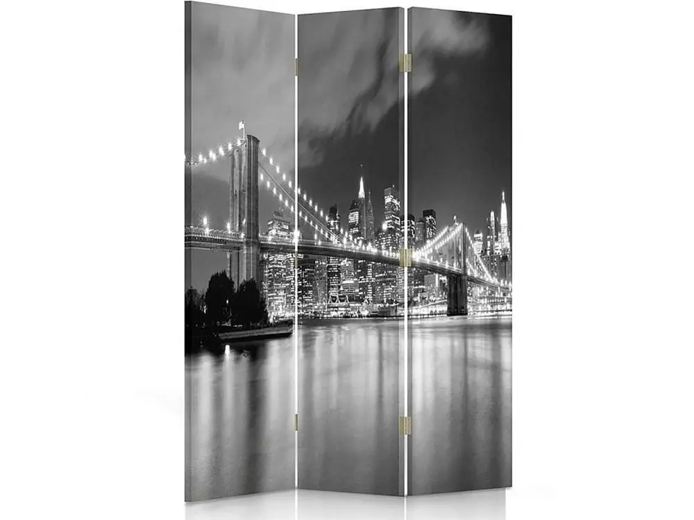 Paravent manhattan panorama z pont de brooklyn 1 3 volets - 110 x 150 cm - 2 faces R° V°