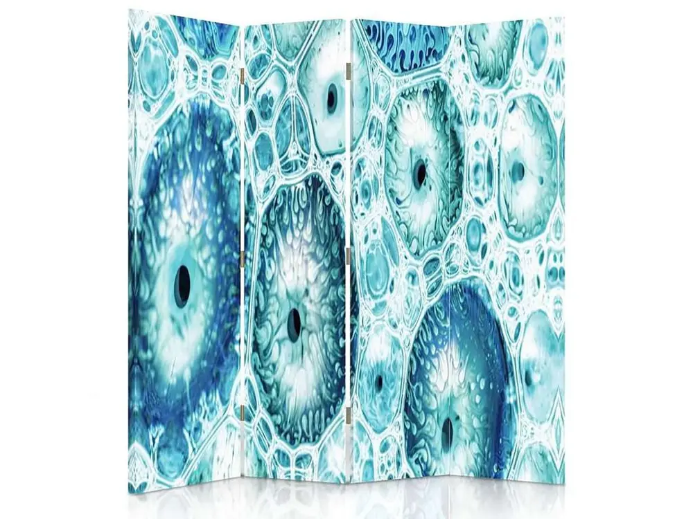 Paravent de motif bleu 4 volets - 145 x 180 cm - 2 faces R° V° + rotation 360°