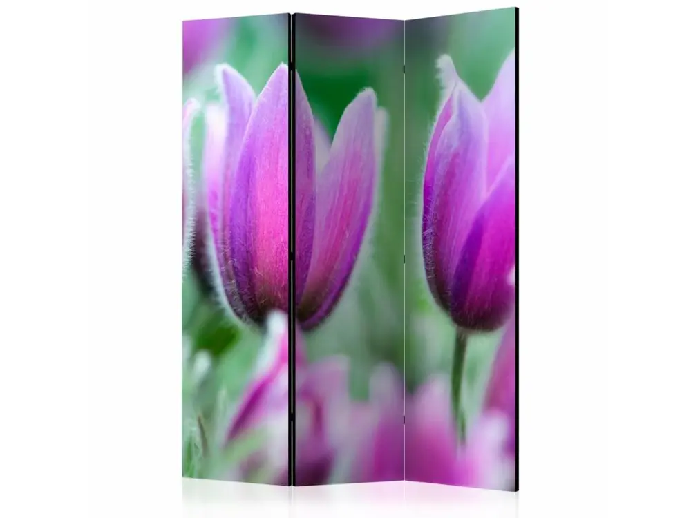 Paravent tulipes printanières violettes 3 volets