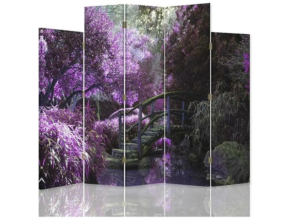 Paravent pont romantique 5 volets - 180 x 180 cm - 2 faces R° V° + rotation 360°