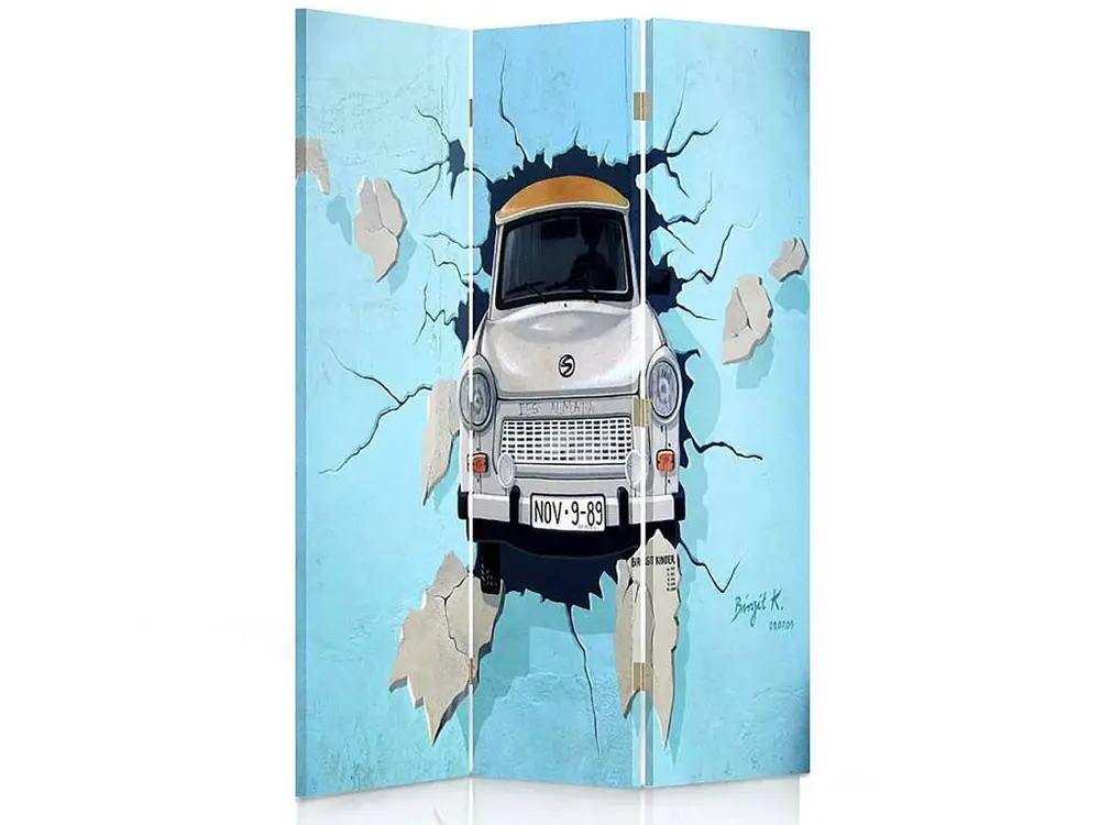 Paravent trabant une voiture 3 volets - 110 x 150 cm - 2 faces R° V°