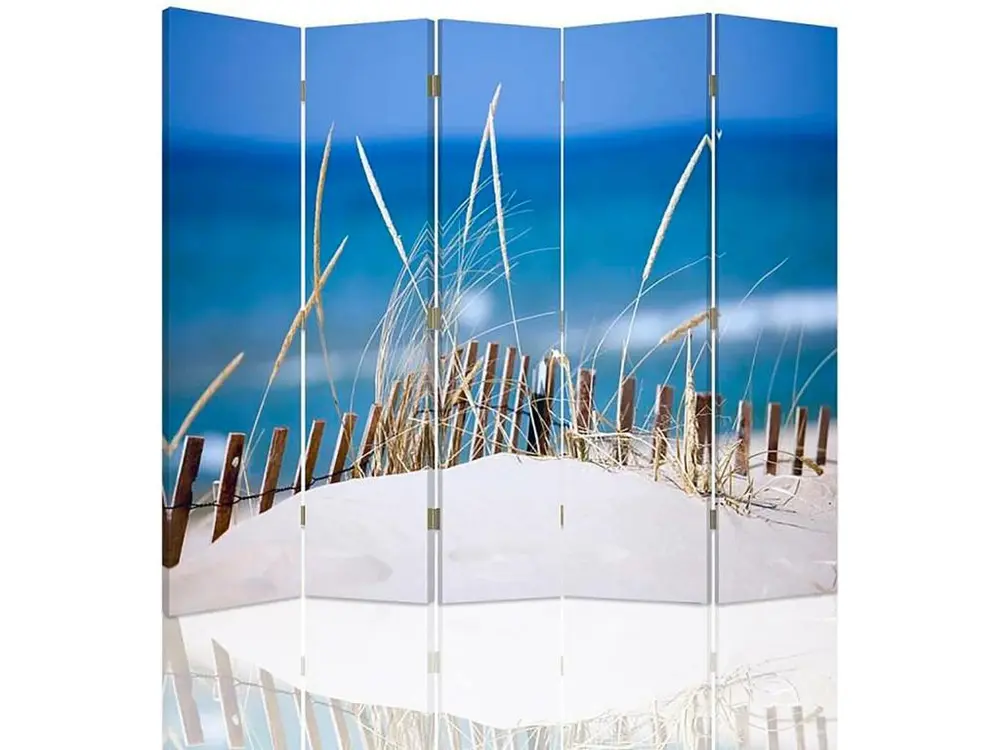 Paravent plage 5 volets - 180 x 150 cm - 2 faces R° V°