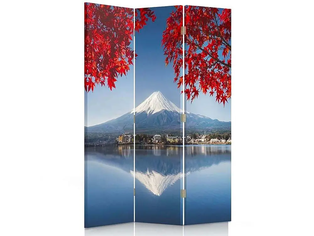 Paravent vue du mont fuji 3 volets - 110 x 180 cm - 2 faces R° V° + rotation 360°