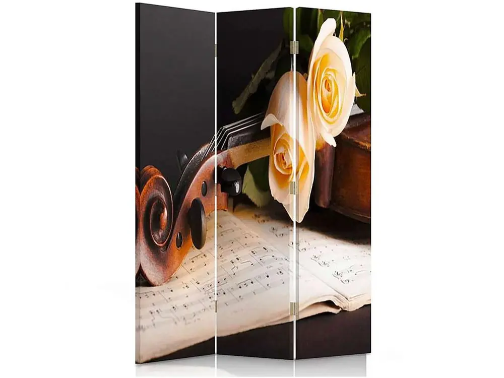 Paravent violon roses 3 volets - 110 x 150 cm - 2 faces R° V° + rotation 360°