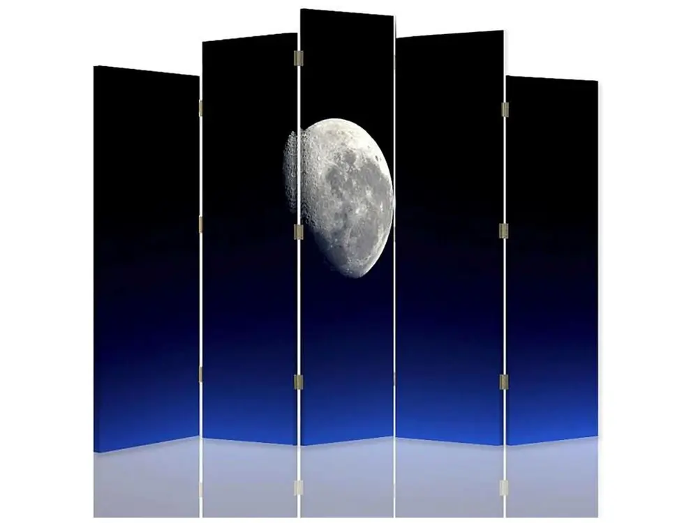 Paravent lune 5 volets - 180 x 180 cm - 2 faces R° V° + rotation 360°