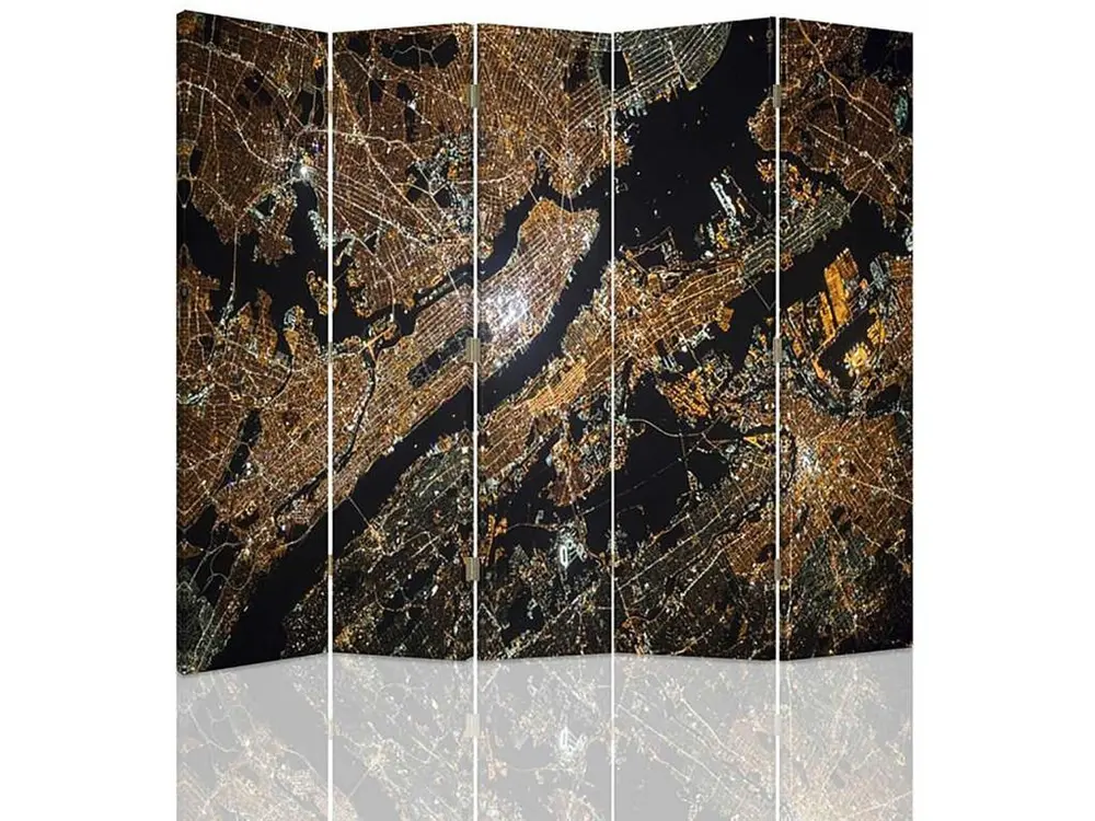 Paravent l'image satellite 5 volets - 180 x 150 cm - 2 faces R° V° + rotation 360°