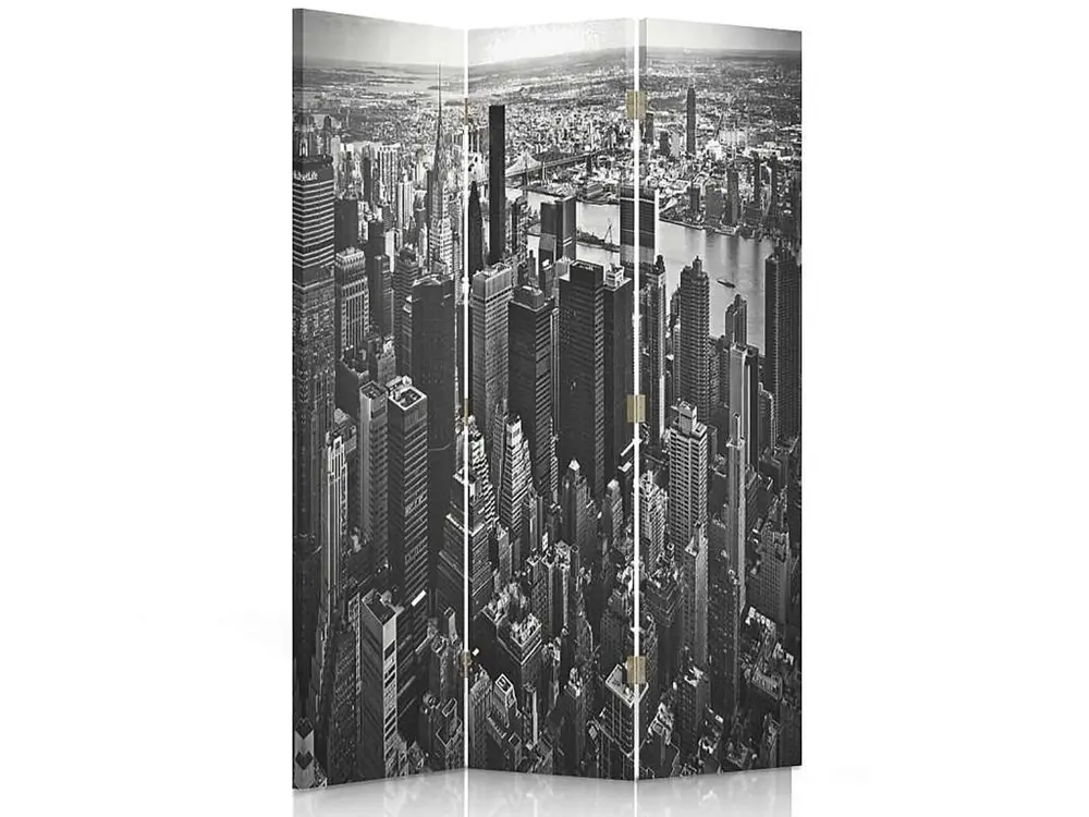 Paravent manhattan 3 volets - 110 x 180 cm - 1 face déco, 1 face noir