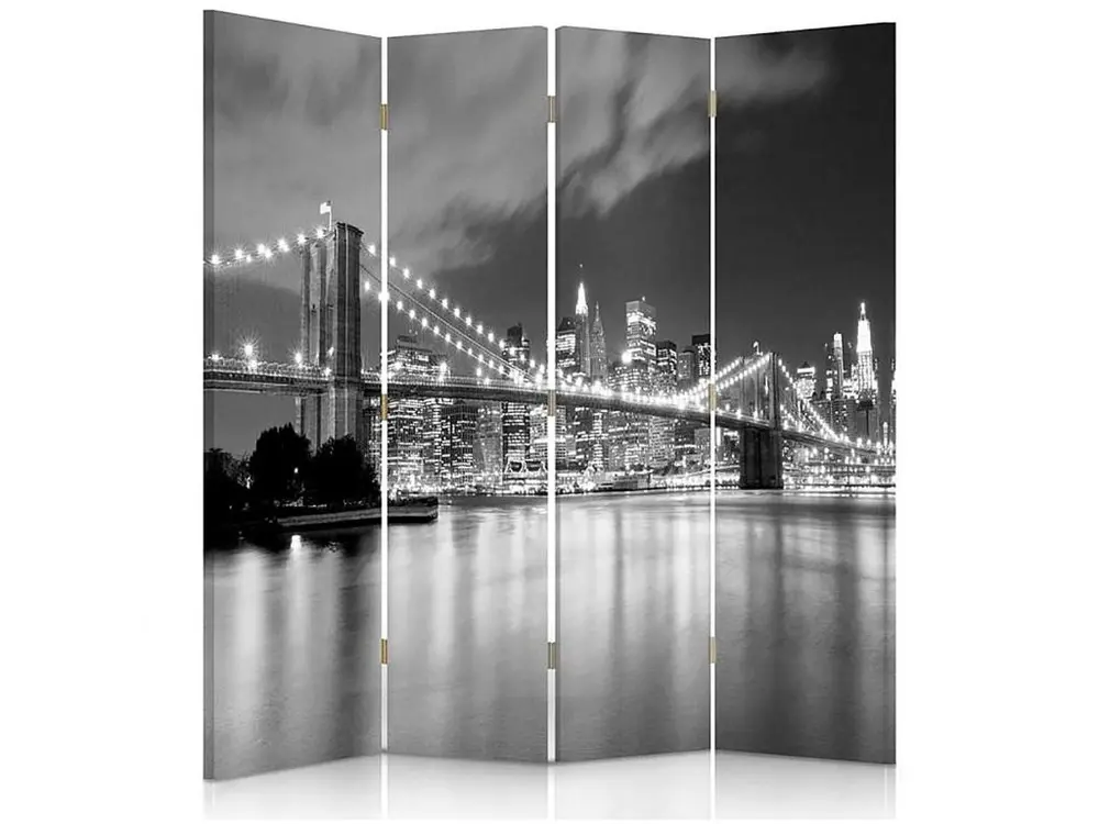 Paravent manhattan panorama z pont de brooklyn 1 4 volets - 145 x 180 cm - 2 faces R° V°